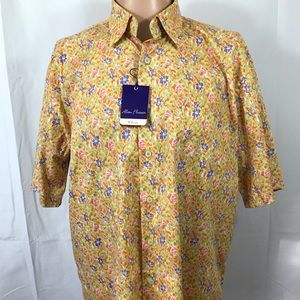 Alan Flusser Floral Short Sleeve Shirt New XL